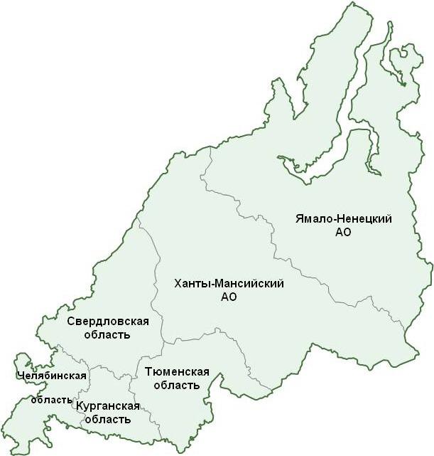 Карта тюменской области с хмао и янао с городами и районами подробная